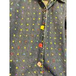 Keren Hart Denim Jacket Rainbow Polka Dot Square Button Up Jean Top Large Blue Photo 3