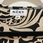 Ruby Y2K  Black & Cream Floral Abstract Cap Sleeve Sheath Dress Photo 4