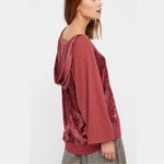 Free People Burgundy Velvet Lounge Oversized Hoodie Size Small Photo 10