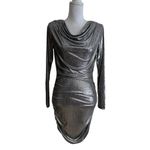 4th & Reckless Drape Front Mini Dress Metallic Silver Size M NWT Size M Photo 3