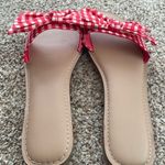 Time And Tru Time Tru Checkered Print Sandals Color Red & White With Bow Detail Size 7 NWOT Photo 2