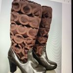Coach whiskey Brown Patterned Heeled Boots Photo 3