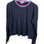 LNA Rainbow Stripe Trim Long Sleeve Black Top Photo 0