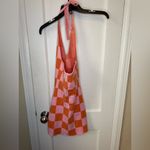 Peppermayo The Groove Knit Halter Dress - Pink and Orange Checkers Photo 3