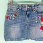 Highline Collective Denim Floral Embroidered Mini Skirt Photo 3