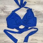 Athleta  Royal Blue Swimsuit Bikini Top Only Bra Wrap Halter NO Pads Size 34D/DD Photo 0