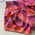 Athleta  Printed Mesh Racer Run Short 4" Pink Orange Abstract Leaf Size S Photo 3