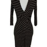 Bailey 44 Striped Bodycon Dress Small‎ Brown Black 34 Sleeve Office Stretch Photo 0