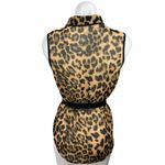 Forever 21 Tan Black Leopard Sleeveless Tie Waist Button Up Shirt Top Size S Photo 1