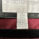 Worthington  Women's Black leather jacket coat size 2X edgy grudge academic Photo 2