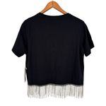 Joie J by  Black T-Shirt with Rhinestone Trim Hem size Small Short Sleeve NWT Photo 7