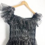 Monique Lhuillier ML Off-The-Shoulder Mini Dress Size 4 Glitter Tulle Cocktail Photo 7