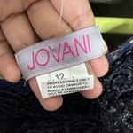 Jovani  Blue Striped Lace Mini Sheath Dress Sz 12 Photo 5