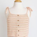 American Eagle  Womens Top Size S Pink Crochet Knit Button‎ Tank Cottage Summer Photo 0