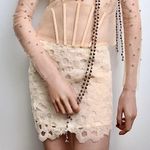 ZARA NWT ivory off white cream tulle crochet textured mini skirt Photo 3