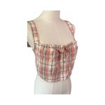 RVCA  Bella Multicolor Plaid Lace-Up Cropped Tank Top Women's Size Large NWT Photo 3