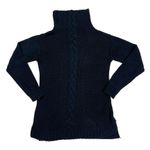 CHAPS  Cable Knit Tunic Sweater Womens Size M Black Pullover Turtleneck‎ Neutral Photo 4