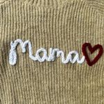 Gap Customized Mama Heart  Tan Crew Neck Sweater‎ with Ribbed Texture Photo 2