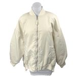 ZARA  Women's White Oversized Long Sleeve Pockets Full Zip Bomber Coat Jacket L Photo 2