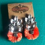 Rhinestone orange salmon fringe earrings Photo 1