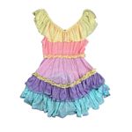Pitusa Rainbow Ruffle Mini Dress S Petite Tiered Flowy Colorful Flutter Sleeves Pink Size undefined Photo 4