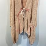 Free People  Beige Pink All Washed Out Asymmetrical Chunky Boho Cardigan Size XS Photo 2