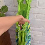 Morgan & Co. Y2K Green and Blue Swirl Backless Dress with rhinestone snakes Size 4 Photo 3