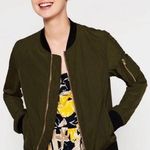 ZARA Green Bomber Jacket Photo 2