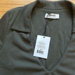 Showpo  JELENA TOP - COLLARED DEEP V LONG SLEEVE CROP TOP IN DARK OLIVE Photo 2