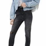 Free People  We the Free Zuri Mom Jeans Dusty Roads Black Distressed. Size 24 Photo 0