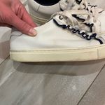 Tory Burch  White Leather and Navy Blue Trimmed Ruffle Sneaker, women’s size 9.5 Photo 5
