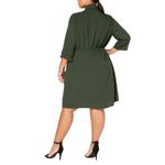 Love Squared Plus Faux Wrap Pleated Shirtdress in Olive Size 3X NWT Photo 1