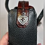Vintage Brighton Black/Brown Moc Croc Silver Heart Mini Cell Phone Cross Body Bag Photo 1