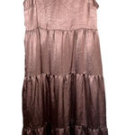 Anthropologie  RO & DE Tiered Maxi Dress Shimmery Satin Pink Size XL Petite Party Photo 0