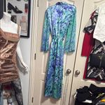 Oscar de la Renta 💖 Blue & Green Watercolor Robe Photo 2