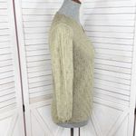 Petite Sophisticate Vintage Beaded Linen Blend V Neck Sweater Olive Medium Photo 2