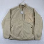 ZARA Sherpa Fleece Jacket Beige Full Zip Pockets Mock Neck Women's M Photo 0