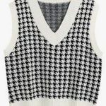 Houndstooth Women  Pattern Knit Sweater Vest L Photo 0