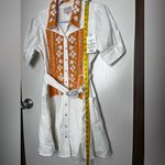 CIEBON Chic White and Orange Patterned Mini Dress Photo 6