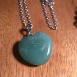 Green Aventurine Stainless Steel Heart Pendant Necklace and Heart Charm Keychain Photo 4