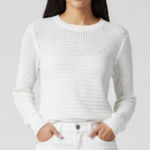 Tahari  Sweater Crewneck Open Knit White Long Sleeve XS Preppy Classic Casual Photo 0