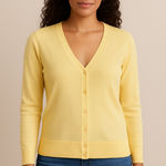 Ann Taylor  Butter Yellow Button Front Cardigan Sweater Women SP Cotton Coquette Photo 0