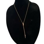 Zipper Lariat Bolo Style Necklace With Matching Earrings Gold Photo 1
