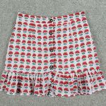 Miami Flower Skirt Womens L White Red Button Front Lined Ruffles Mini Francescas Size L Photo 0