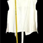 Lida Baday Cream Stretch Open Front Belted Jacket White Size 12 Photo 5