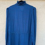 Vintage Blue Plaid Long Sleeve High Neck Dress 9 Luci Sellini Size 8 Photo 9