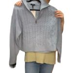 AQUA Cable Knit Half Zip Sweater in Blue Fog, Size M, New with Tag MSRP $88 Photo 8