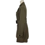BLANC NOIR Belted Tailored Office Siren Trench Coat Ruffle Cuffs Medium Green Photo 8