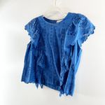 Sea New York Cropped Eyelet Ruffle Cotton Top Blouse Blue 4 Photo 5
