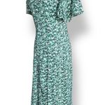 Vintage 90s All That Jazz Green Liberty Floral Midi Dress Tie Back Flowy Photo 3